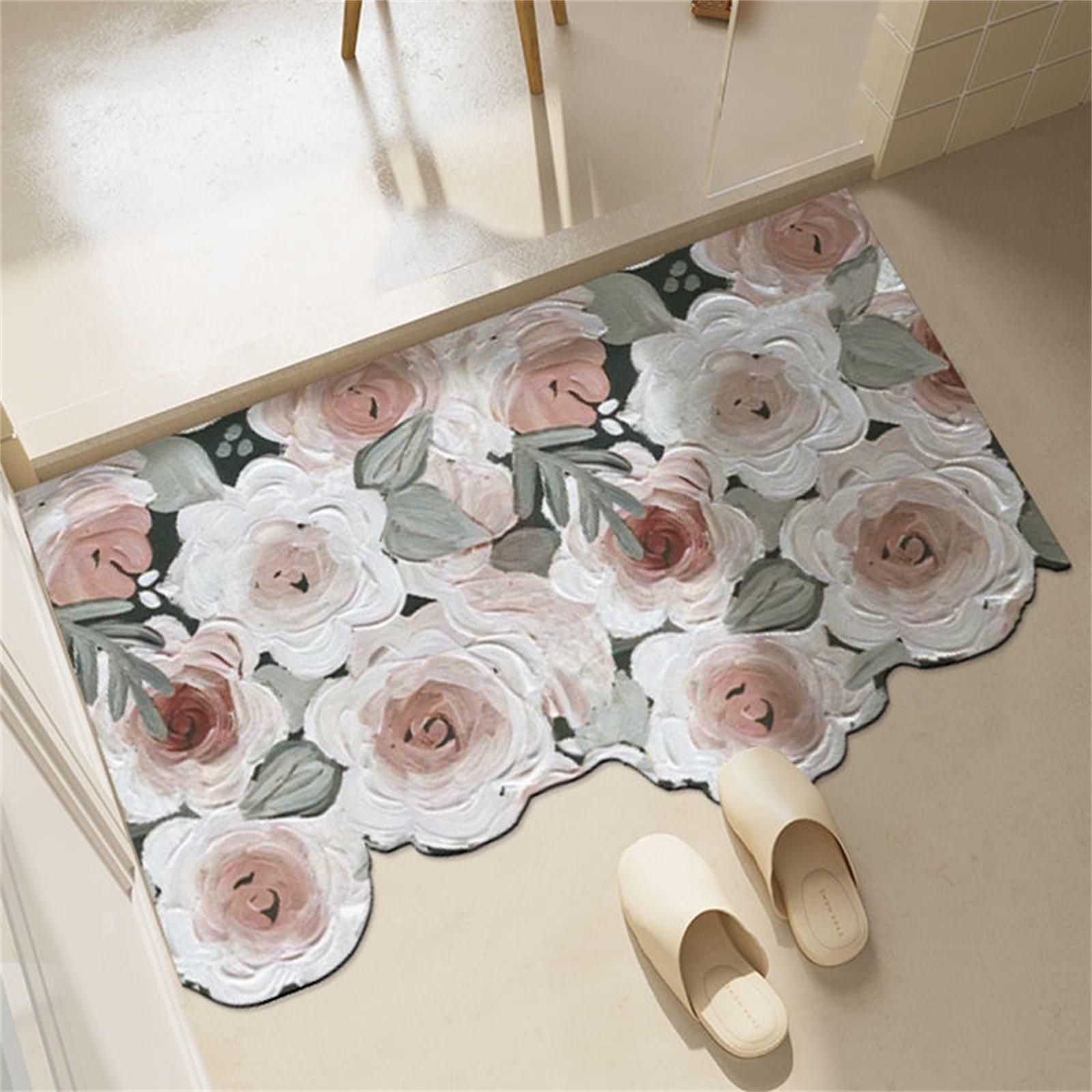 

Bath Mat Vintage Floral Bathroom Rugs Absorbent Quick Dry Bathroom Mat Non- Bath Rugs One Size
