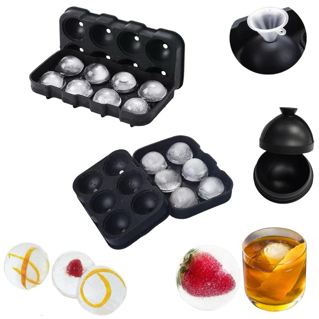Food-Grade Silicone Ice Ball Mold - 6 or 8 Round Ice Balls, Easy Release, For Home or Commercial Use