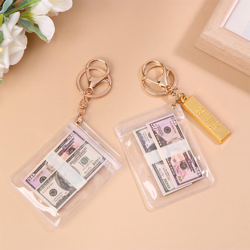 Creative Simulation Banknote Keychain Mini Money Bag Keychain Car Key Holder Us Dollars/Korean Won Collection Gifts
