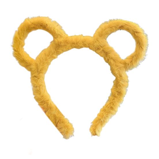 

Женская зимняя толстая плюшевая повязка на голову с круглыми медвежьими ушками, обруч для волос, эластичная конфета жёлтый
