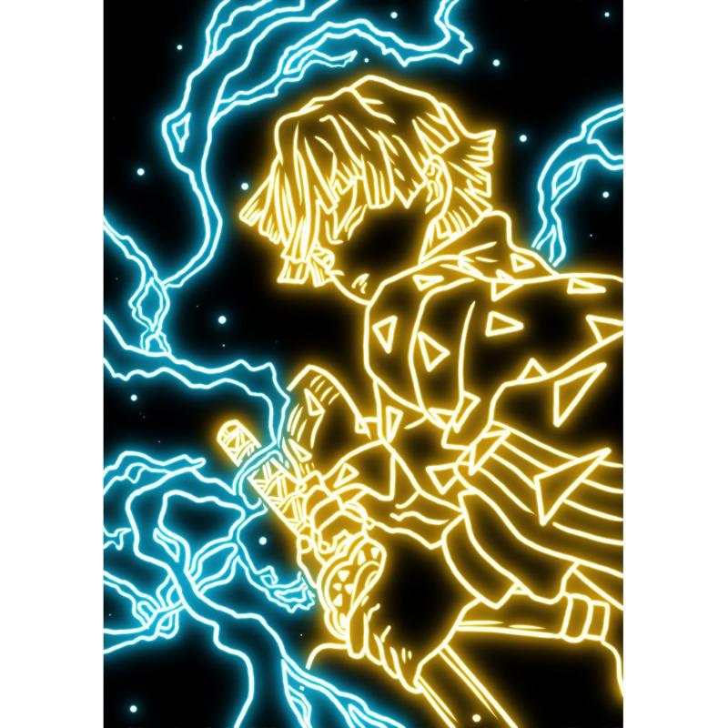 Poster Stile Neon Pittura su Tela Figura Cartone Animato Anime Giapponese Arte Murale Immagine per Soggiorno Decorazione Casa Senza Cornice