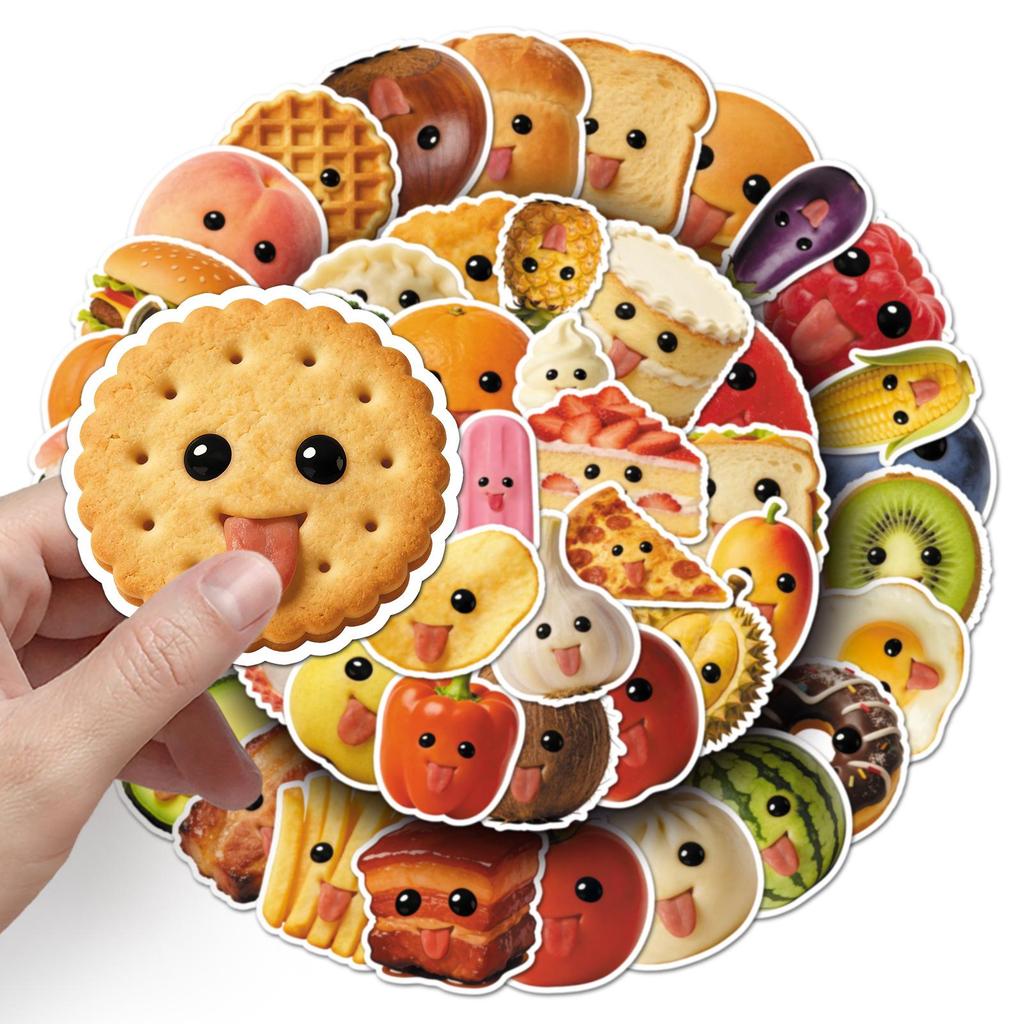 60 Waterproof Abstract Food Emoji Stickers - Fun Vegetables & Fruits for DIY Phone Cases