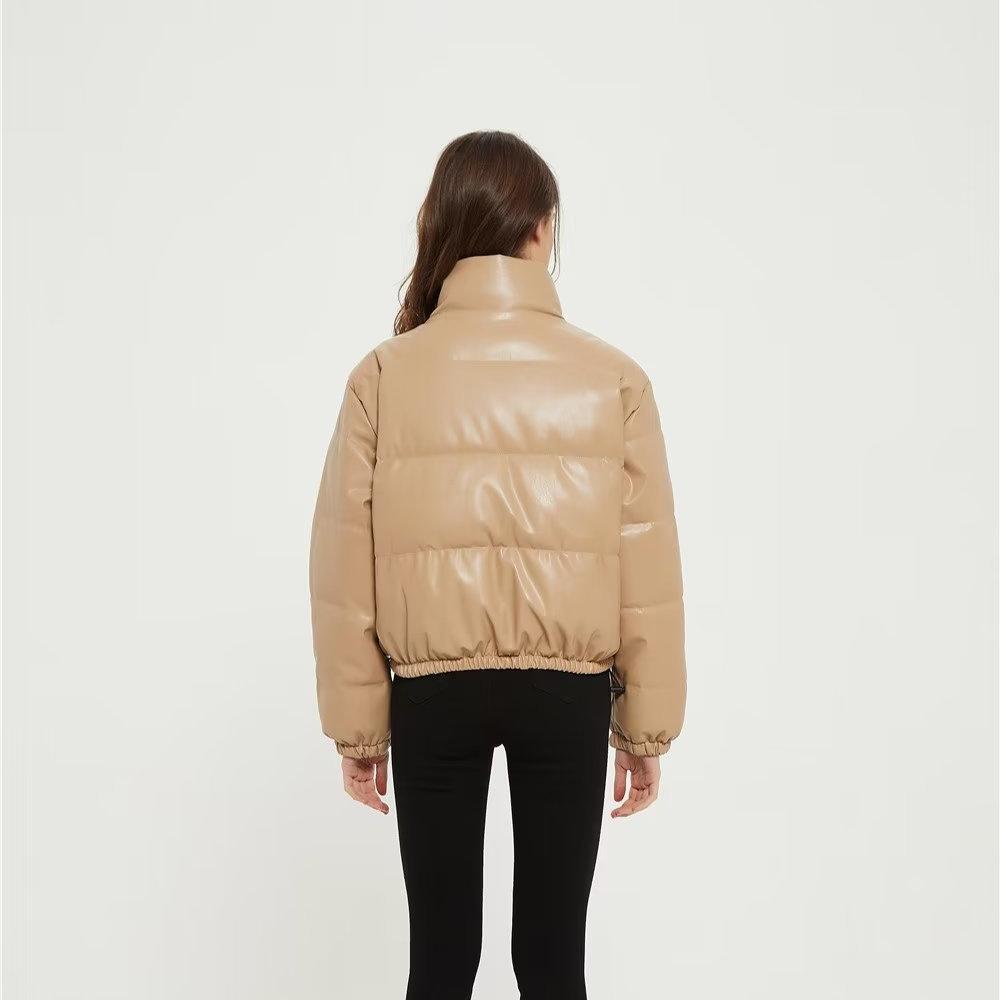 Winter Cotton Parkas Women Coat Short Jackets For Women Female PU Leather Bomber Jacket