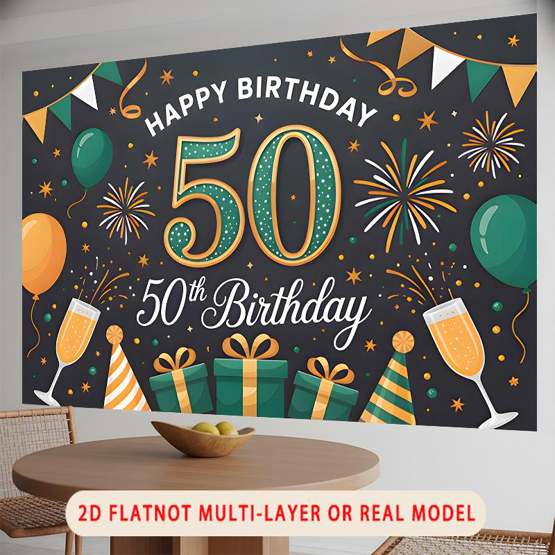 Party Backdrop Birthday Confetti 50th 50 Photo Booth Background Wall Decor