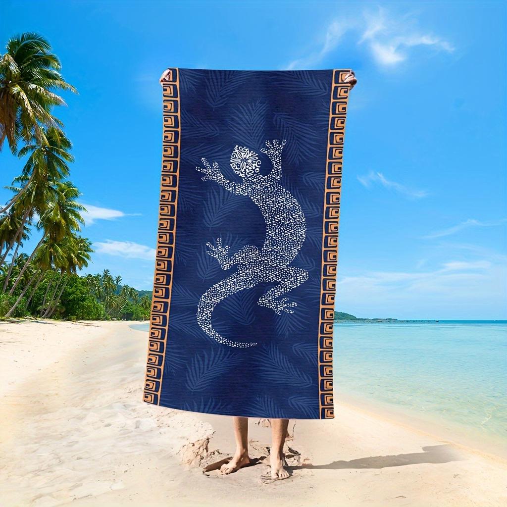 Eleganza sulla Spiaggia: Asciugamano con Stampa Gecko per Tramonti Eleganti Adatto per asciugamani, teli da bagno, teli da spiaggia
