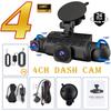 Car Dash Cam 4 Channel Black Box Auto Parts Record Audio Driving Camera With Night Vision Loop Recording 24H Parking Monitor