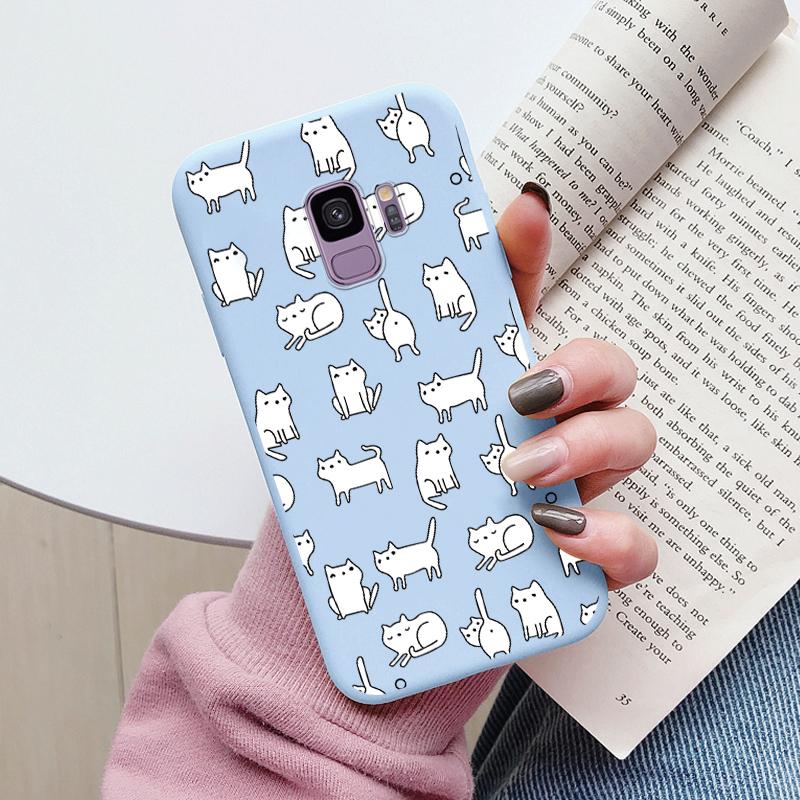 For Samsung Galaxy S9 S 9 Plus Cover Cute Cartoons Heart Cat Soft Silicone Shockproof Phone Case For Samsung S9 S9+ Funda Bumper