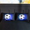 3pcs Youth Sports Themed Duvet Cover Set - Bright Blue 3D Soccer Ball Decorative Bedding with 2 Pillowcases, Zipper Closure