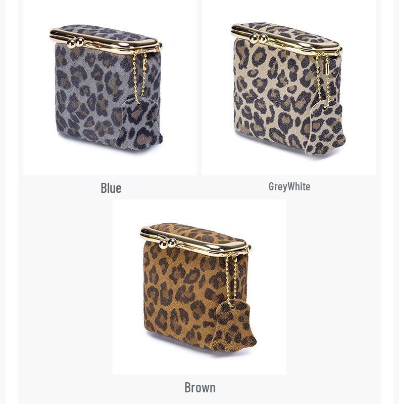 Genuine Leather Mini Leopard Print Coin Purse – Multi-functional Storage Bag for Women
