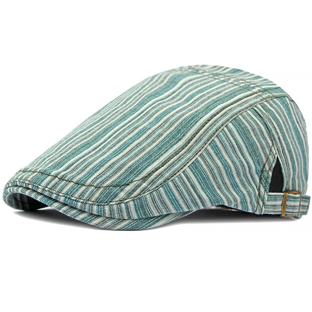 HT4187 Mens Berets Women Spring Summer Sun Caps Striped Artist Painter Beret Hat Male Female Ivy Flat Caps Adjustable Beret Caps