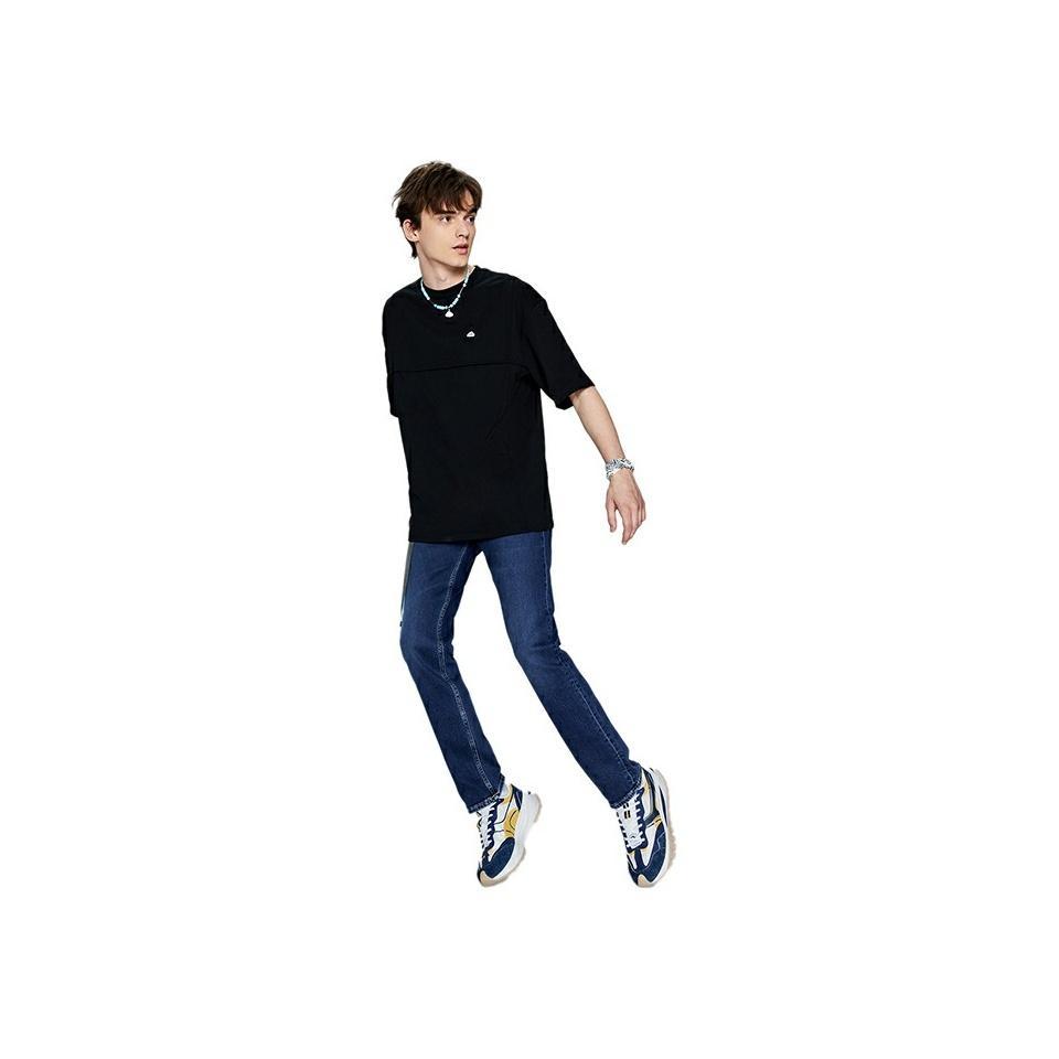 Lee Solid Color Crew Neck Pullover T-Shirt Men tops Black LMT0045084DR00FK11000