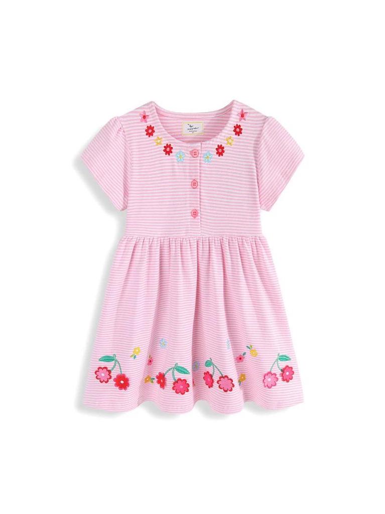 Spring/Summer Embroidered Cartoon Girls' Dresses - Trendy European & American Style