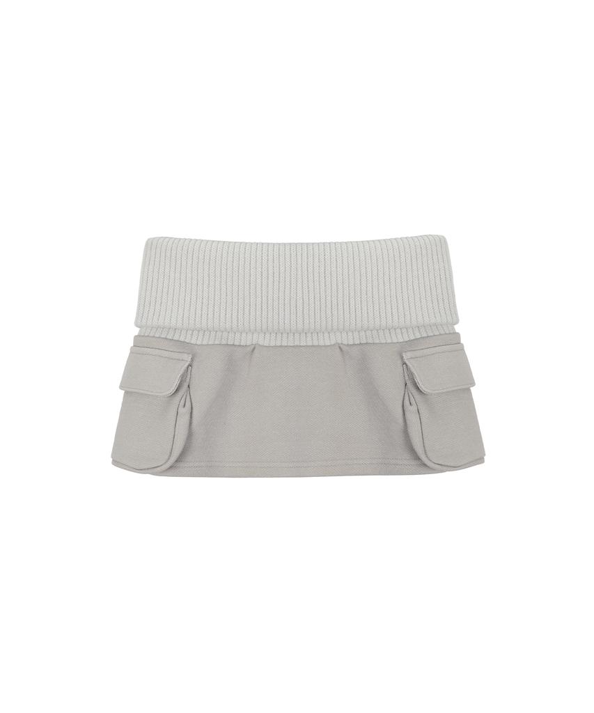 Sailpeulei Folded Knit Skirt Shorts / Light Gray