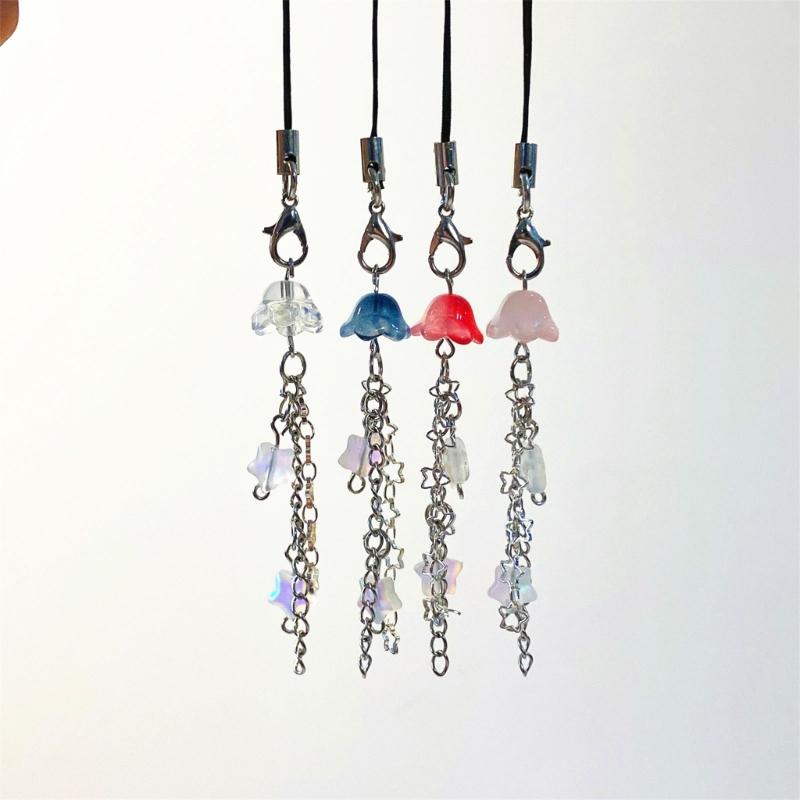 Phone Lanyard Wrist Strap Jellyfish Star Keychain Chain Phone Charm Antilost Y2K Cellphone Strap Hanging Cord for Women