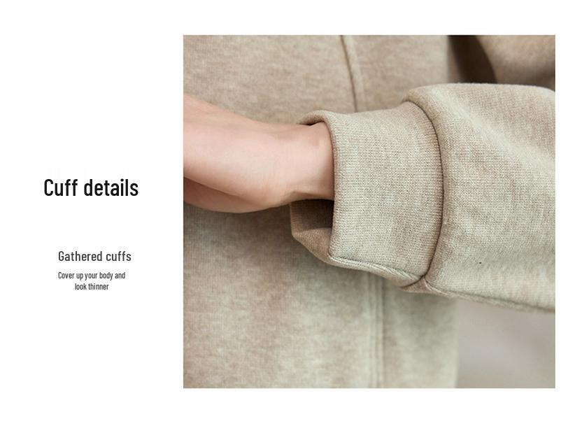 2025 Spring/Autumn Women's Petite Hooded Knit Tracksuit: Sweatshirt & Wide-Leg Pants Set