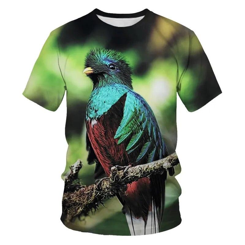 Fashion All Kinds of Birds T Shirt for Men Fun Trend Personality Printed Round Neck Tees Hip Hop Harajuku Streetwear Tops
