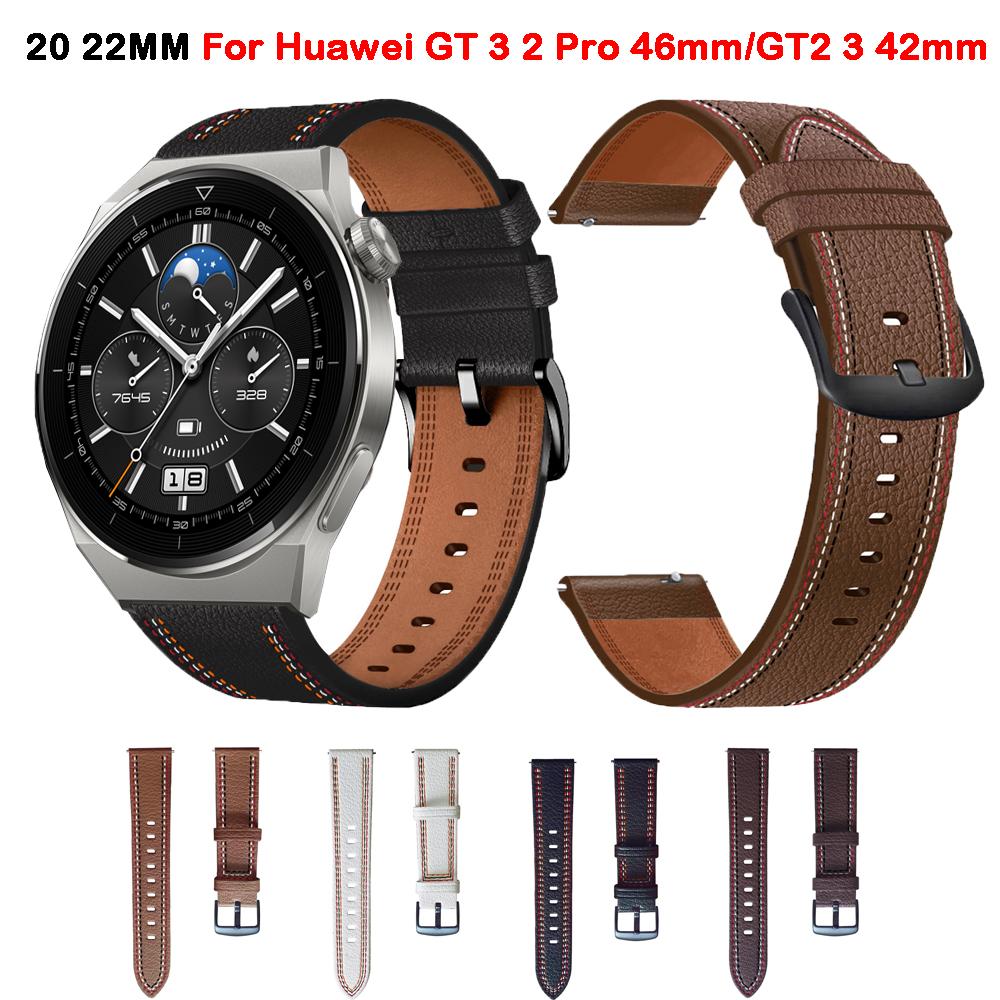 Leather Watchband Bracelet For Huawei GT3 Watch Strap GT 3 2/GT2 Pro 42mm 46mm Correa Smartwatch 20 22mm Replacement Bands