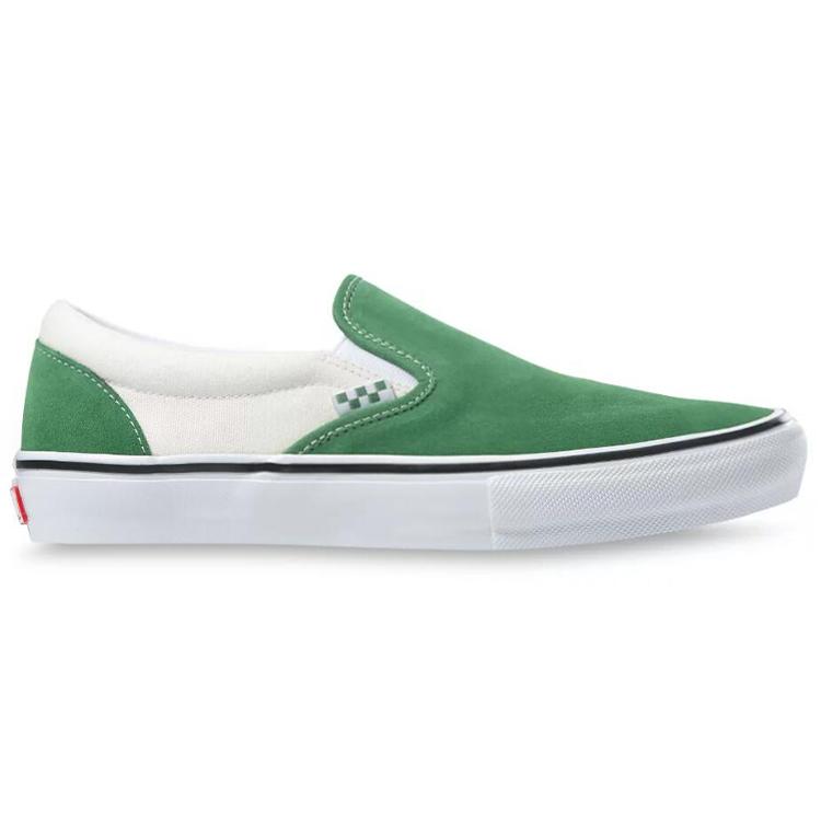 Vans Slip On Turn Fur Splicing Low Top Casual Canvas Skate Shoes Unisex Retro Green VN0A5FCA3JD