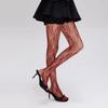Sexy Retro Květinové Síťované Punčochy s Vinnou Rézou - Průhledné Krajkové Punčochové Kalhoty