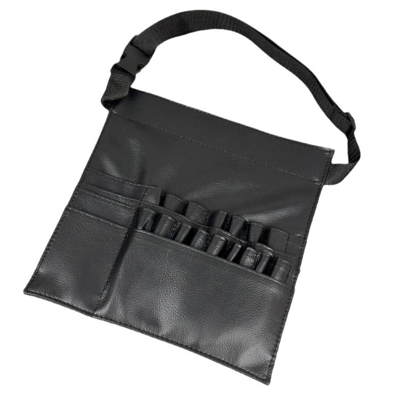 

Многофункциональная 1 шт. сумка для кистей для макияжа из ПУ кожи с поясом, косметичка, поясная сумка для профессионального визажиста, большая вместимость чёрный