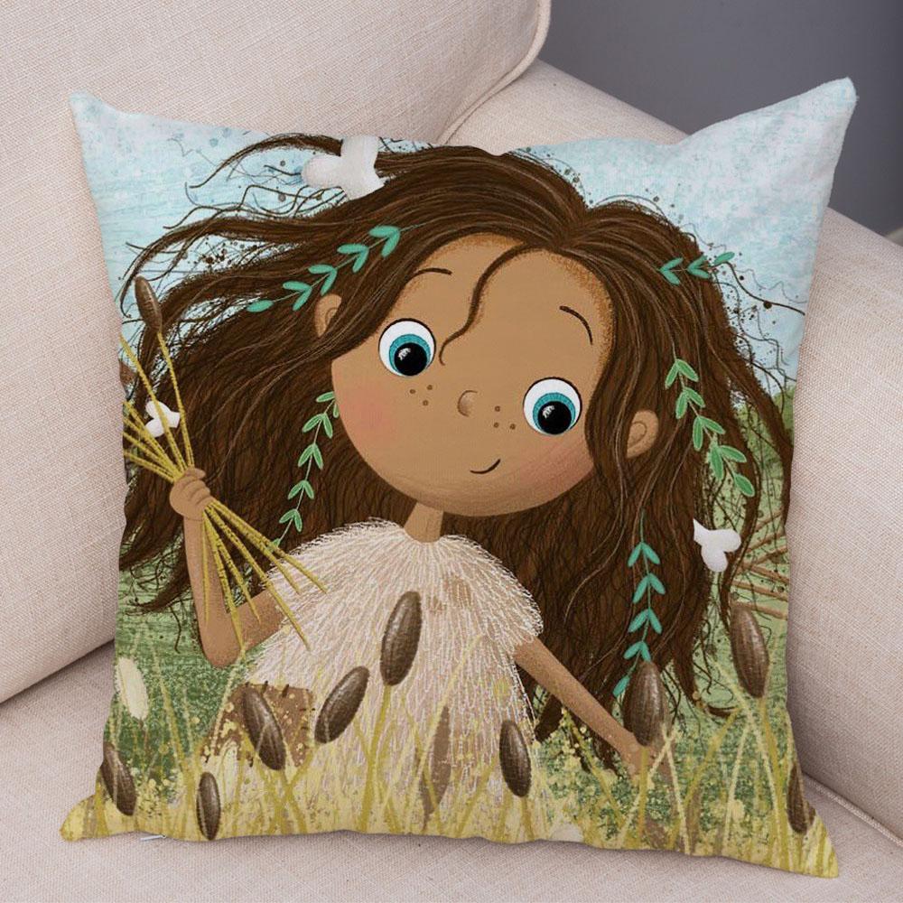 Super Soft Plush Pillow Case for Sofa Home Watercolor Cartoon Girl Cushion Cover Decor Fairy Tale World Lovely Child Pillowcase