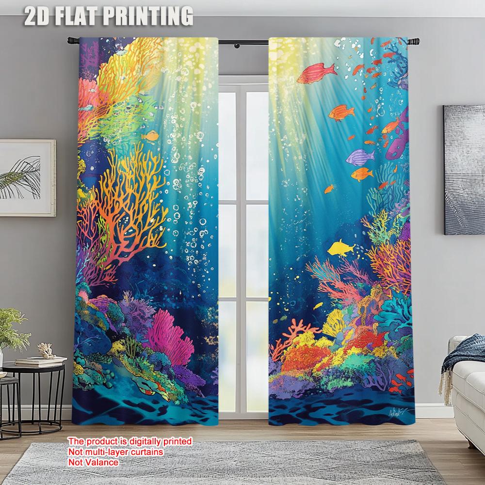 2pc     Window Drapes Underwater Blackout  Polyester Family Party Decoration Suitable for Decorations Clearance
