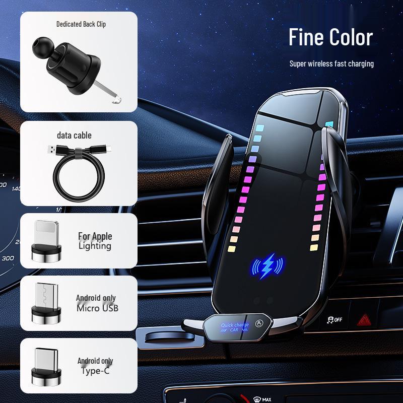 

Smart Sound Rhythm Wireless Car Phone Holder with Infrared Sensing and Charging Color чёрный