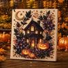 Interactive Parent Child Crafts Halloween Faux Pearl Art Kit, Pumpkin Ghost DIY Painting Theme Bead 3D Craft Set for Adults, Handmade Wall Stress