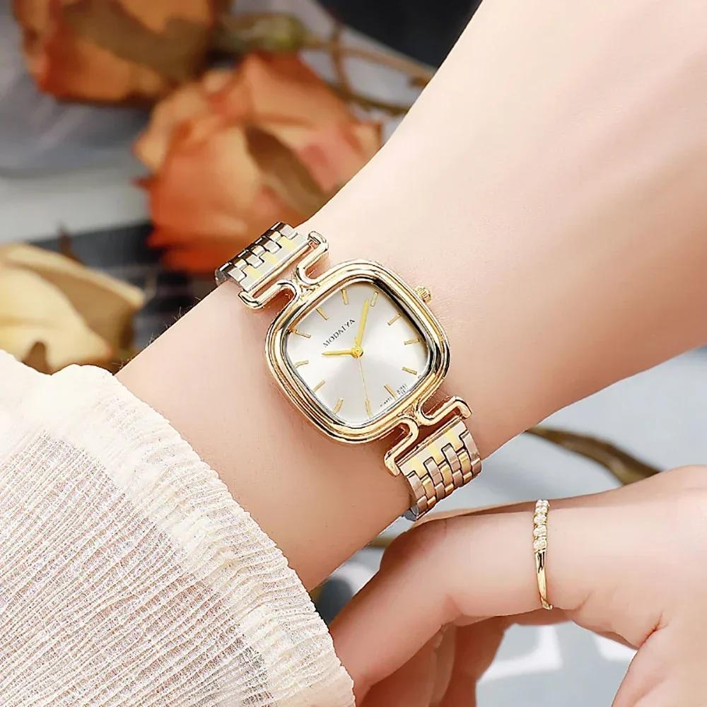 Retro Fashion Ladies Quartz Wristwatches New Square Stainless Steel Band Quartz Watch Woman Student Reloj Mujer Relogio Feminino