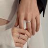 Minimalist Geometric Couple Rings Set Men Women Adjustable Sterling Band Ring Finger