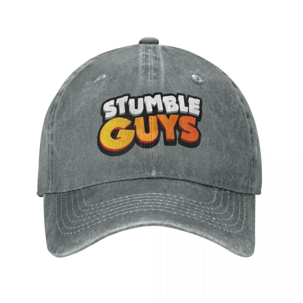 Stumble Guys Cartoon Baseball Caps Distressed  Washed Game Headwear for Men Women Outdoor Activities Adjustable Fit Cap Hat