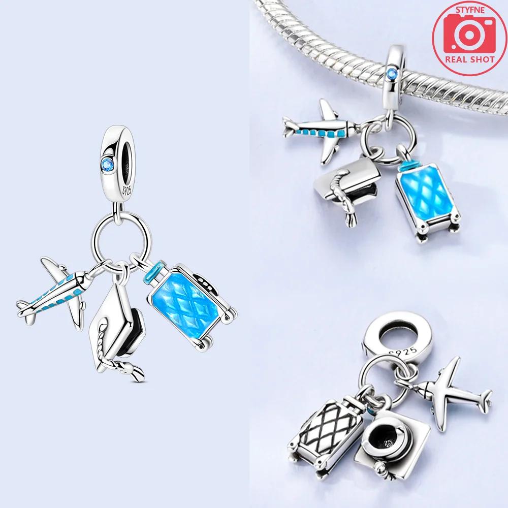 Original Multiple Blue Heart Cats Doctor Cap Camera Charmscopper Beads Fit Bracelet Jewelry Women Gift Diy Accessory
