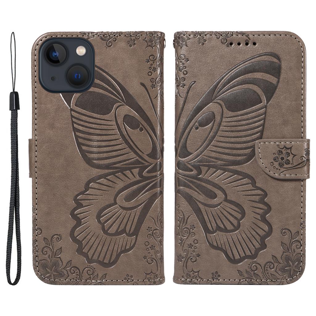 For iPhone 14 Case Butterfly Pattern Leather Phone Cover with Wallet Stand