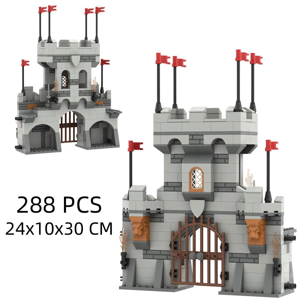 MOC Medieval Building Blocks Solider Figures Knights Gifts City Wall Castle Horse Shed Trial Platform Steel-Making Furnace