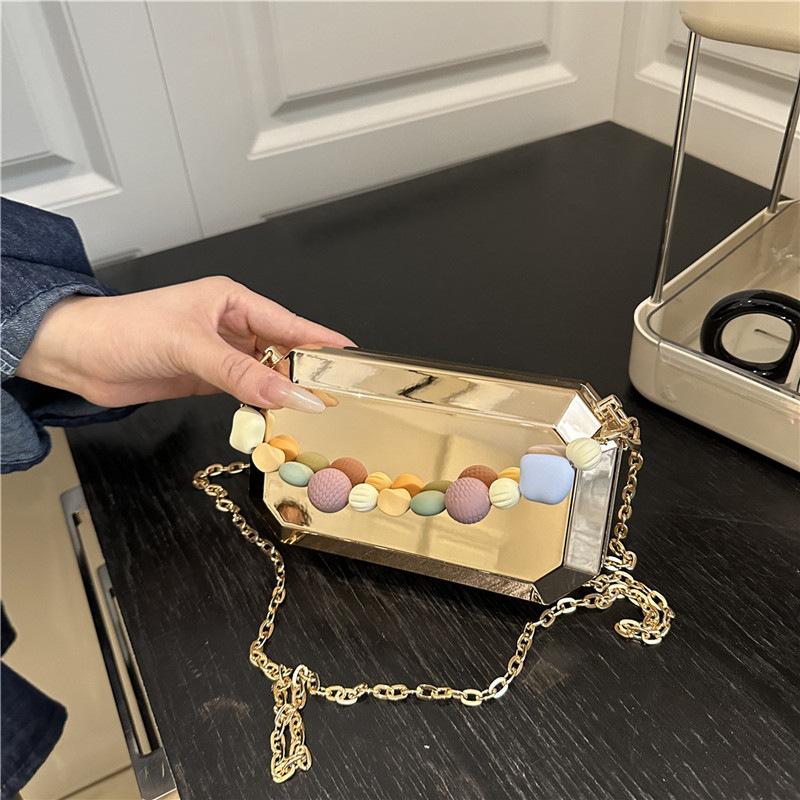 Super Popular Chain Box Bag Niche Trend Acrylic Bag 2025 New High-End Handheld Evening Bag