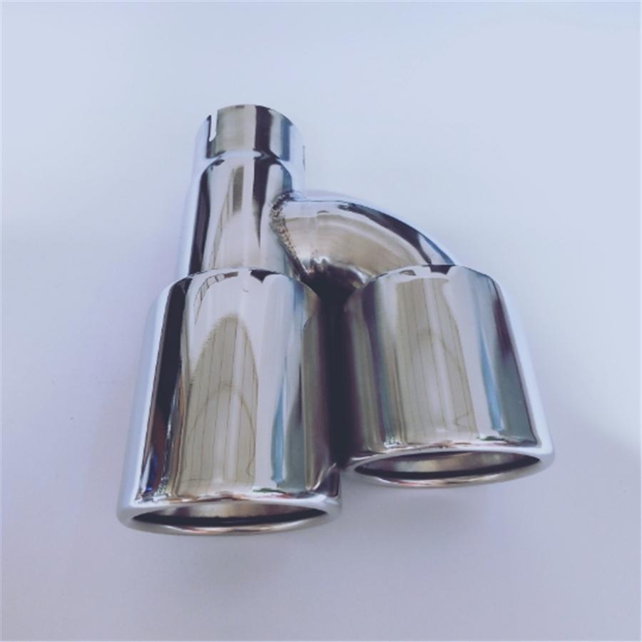 PAAR ZWEI UNIVERSAL DOPPEL-AUSPUFFENDEN AUS EDELSTAHL Chrom Schalldämpfer 2,5" Innendurchmesser 3,5" Außendurchmesser
