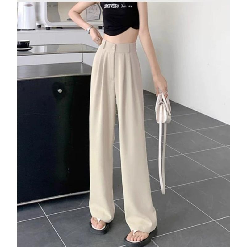 Ladies Drape High Waist Wide Legs Versatile Casual Loose Trousers
