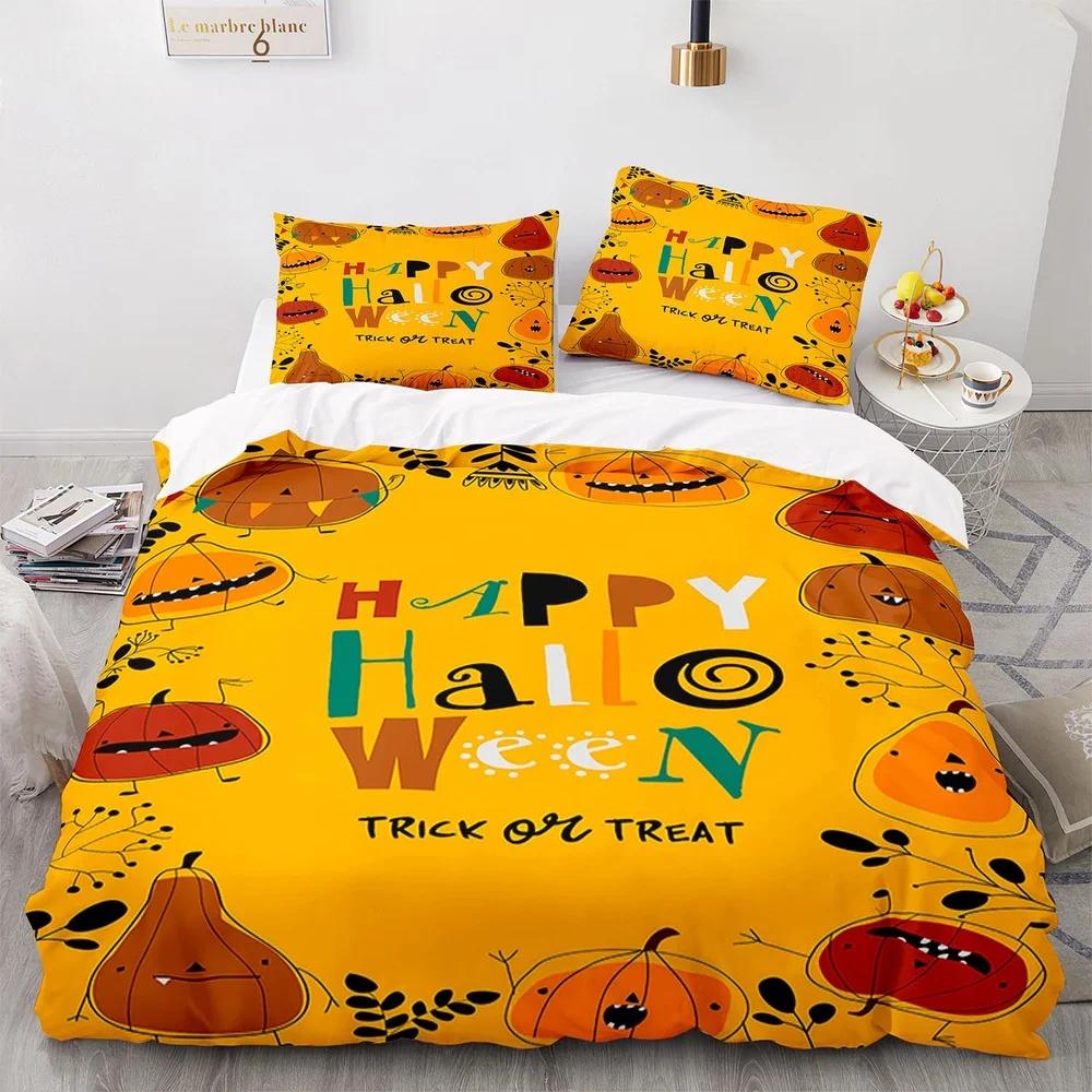 Halloween Bat Full Moon King Queen Duvet Cover Black Horror Night Bedding Set Kids Cartoon Quilt Cover Polyester Comforter Cover