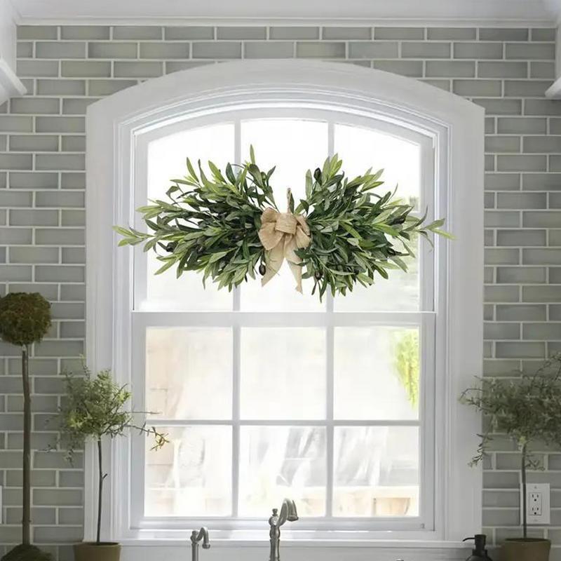 Artificial Olive Wreaths For Front Door Fake Olive Leaf Garland Greenery Wreath Decor For Wedding Arch Parties Fireplace Wall
