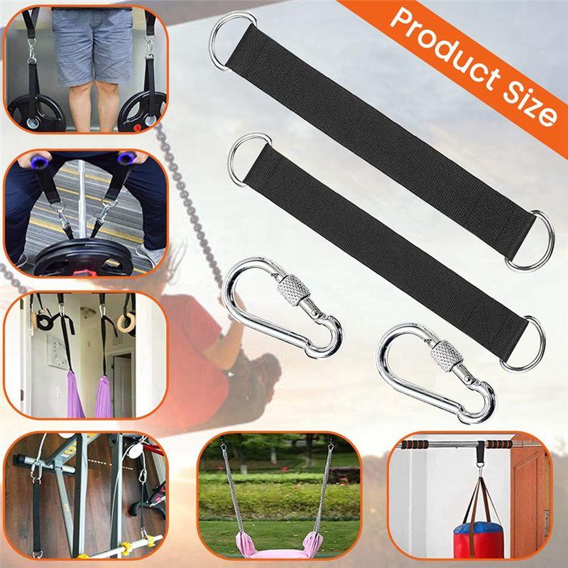 ABUL-2Pcs 1.5M Tree Swing Straps Hanging Kit With 2 Carabiners Single Bar Extension Belt Belt