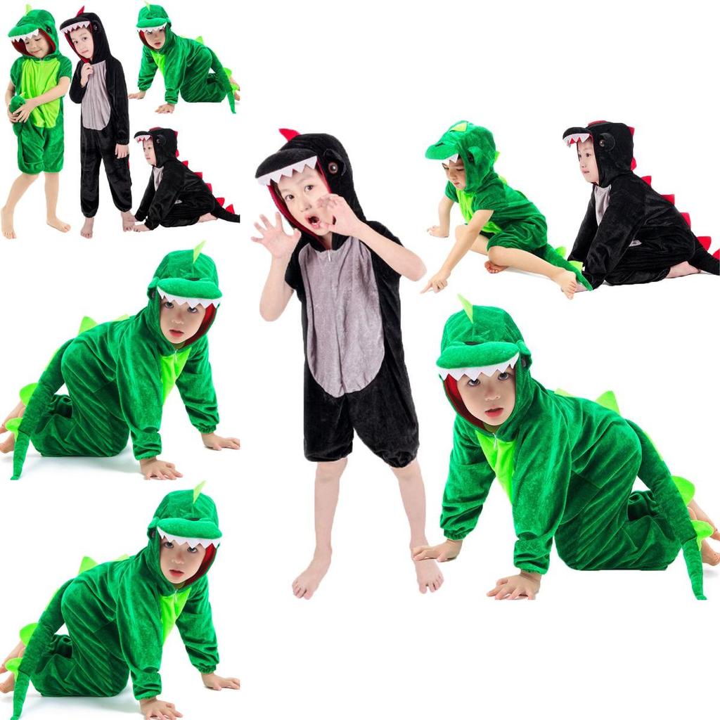 Vibrant Unisex Halloween Dinosaur Costume Crocodile Jumpsuit For Kids Cosplay Events