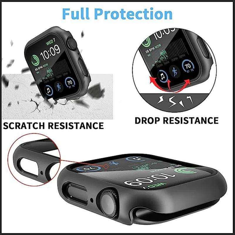Glass+Matte Watch Cover for Apple Watch Case 45 41 44 40mm 42mm 38mm Bumper+Screen Protector for Iwatch SE 9 8 7 6 5 4 3 2 cover