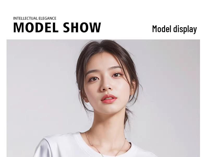 Women's High-End White Mercerized Cotton T-Shirt - Summer 2026 Pure Cotton Short Sleeve, Round Neck, Loose Fit, Slimming Top