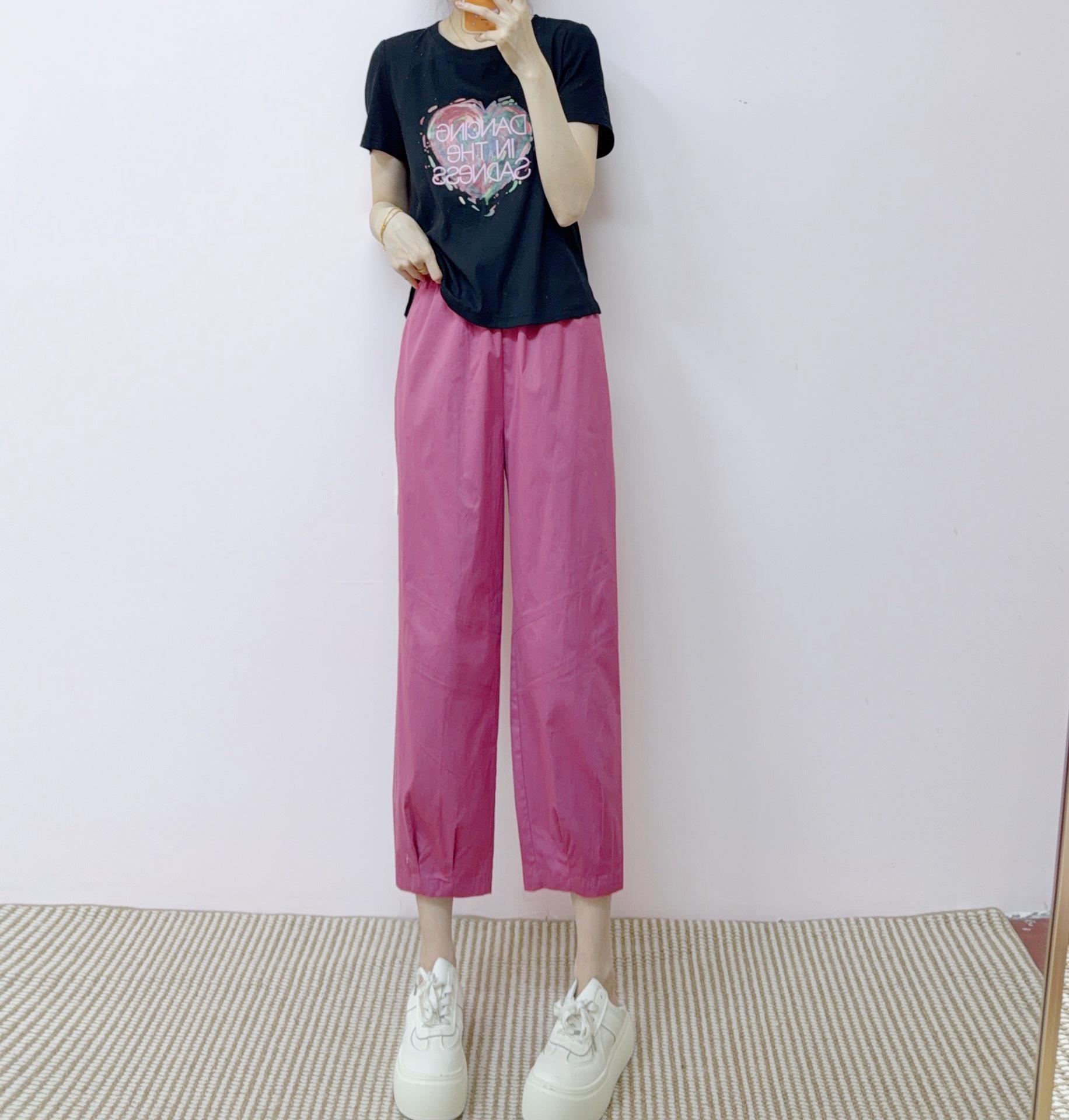 

2026 Summer Casual Short-Sleeve Top & Wide-Leg Pants Set M (Weight: 90-108 jin)