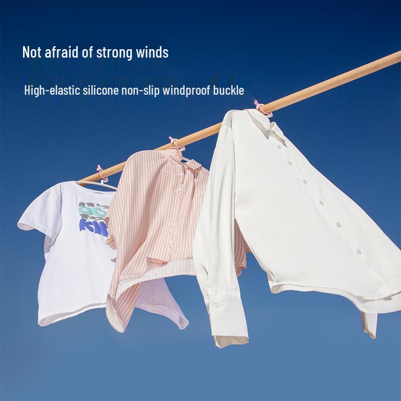High Elasticity Non-Slip Windproof Clothes Drying Rack with Anti-Fall Hanger and Secure Fixing Clip