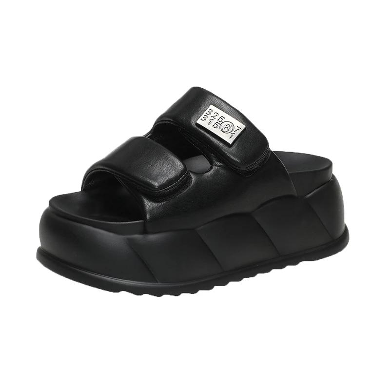 Fashion 2024 fashion High Platform Women's Summer Slippers 7.5CM Wedge Heels Slides Sweet Girl Chunky Sandals Open Toed Beach Flip-Flops