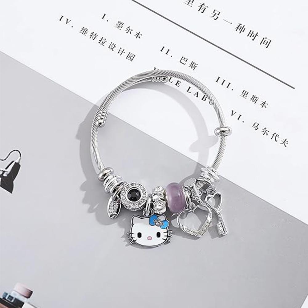 Bracciale Hello Kitty Y2K Bracciale in Acciaio Inossidabile Regolabile per San Valentino