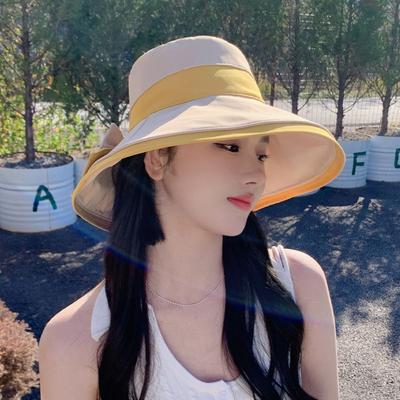 Sun Protection Wide Brim Sun Hat Korean Style Bow Bucket Hat Sunscreen Fisherman Hat  Spring Summer
