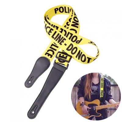 Verstellbarer Police Line Gitarrengurt, langlebiger Gürtel für akustische Folk-Gitarren, Bass, Farbe Gelb
