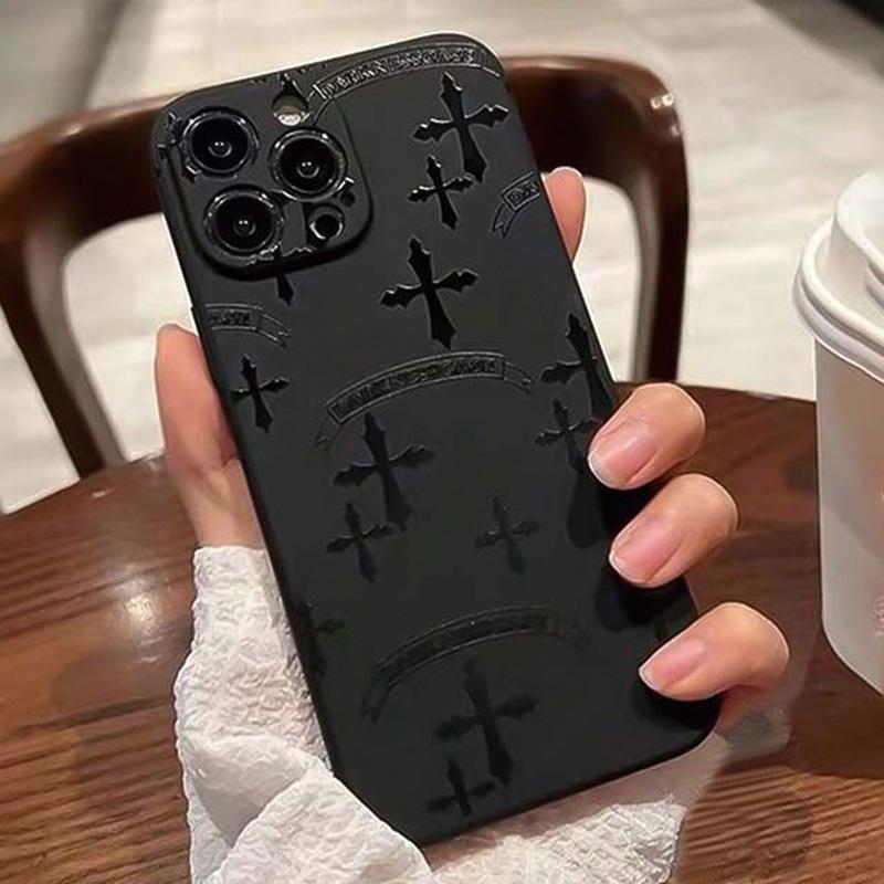 Beliebte schwarze Kreuz-Schutzhülle für Apple 11 matt 17/16 15/14promax Handyhülle iPhone 7/8 black